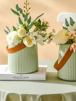 DecorTwist - Plastic Flower Vases for Home Decor (Pack of 2)