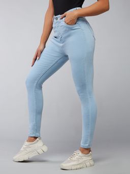 DOLCE CRUDO - Light Blue Skinny High Rise Cropped Stretchable Denim Jeans