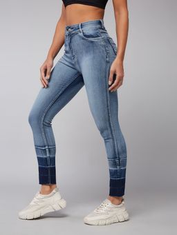 DOLCE CRUDO - Light Blue Skinny High Rise Ankle Length Denim Stretchable Jeans