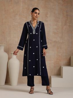 House of Chikankari - Chikankari Woven Kurta Set