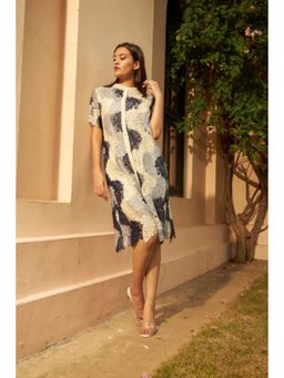 TASUVURE - Myra Mesh Pearl Rowan Dress Ivory Blue