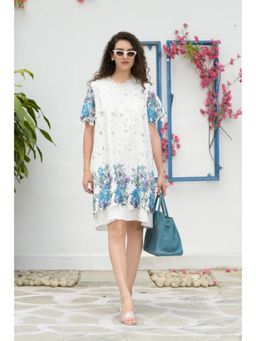 TASUVURE - Myra Mesh Iris Lace Dress White