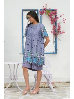 TASUVURE - Myra Mesh Iris Lace Dress Lavender