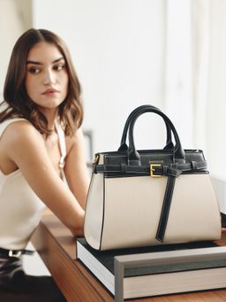 MIRAGGIO - Ivory Althea Satchel Bag with Detachable Strap (Medium)