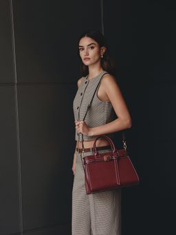 MIRAGGIO - Maroon Althea Satchel Bag with Detachable Strap (Medium)