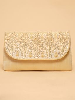 ERIDANI - Zyrah Beige Embellished Clutch