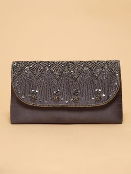 ERIDANI - Zyrah Grey Embellished Clutch
