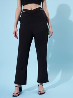 AAREIN - Women Straight Fit High-Rise Parallel Trousers - Black