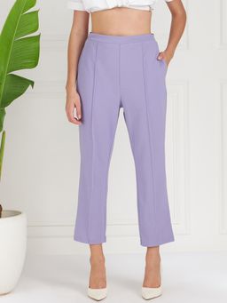 AAREIN - Women Straight Fit High-Rise Cropped Trousers - Lavender