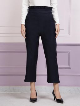 AAREIN - Women Smart High-Rise Trousers - Navy Blue