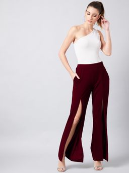 AAREIN - Women Smart Flared Parallel Trousers - Red