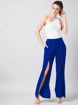 AAREIN - Women Smart Flared Parallel Trousers - Blue