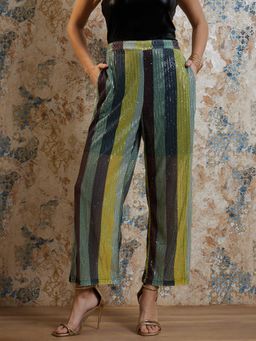 AAREIN - Women Tailored Shimmer Easy Wash Party Parallel Trouser - Multi-Color