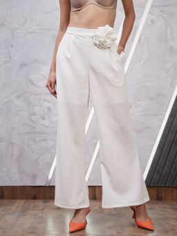 AAREIN - Women White High-Rise Parallel Trouser - White