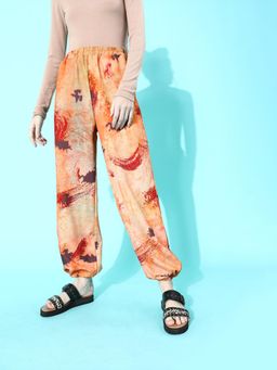 AAREIN - Woman Multi-coloured Abstract Jogger Trousers - Multi-Color