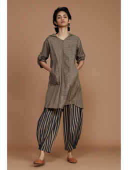 Mati - Brown with Charcoal Striped Hooded Co-Ord (Set of 2)