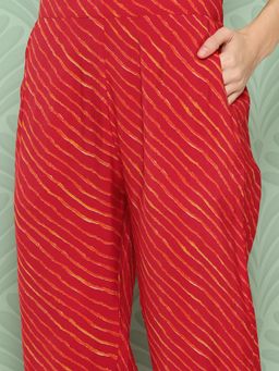 Libas - Orange Embroidered Anarkali Kurta with Trouser and Dupatta (Set of 3)