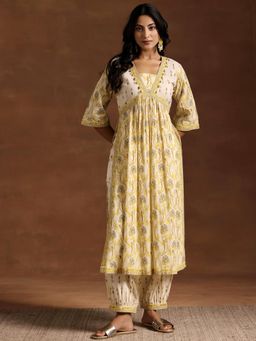 Libas - Yellow Pure Cotton Printed Kurta Sets for Women