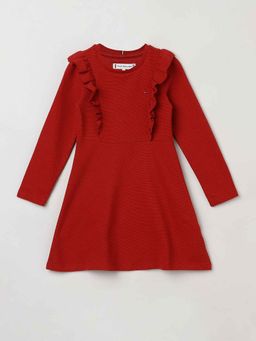 Tommy Hilfiger - Red Solid Regular Fit Cotton Dress