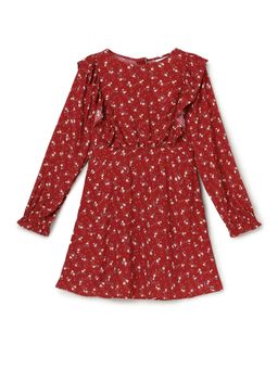 Tommy Hilfiger - Red Printed Round Neck Viscose Dress