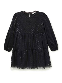 Tommy Hilfiger - Black Printed Round Neck Polyester Dress