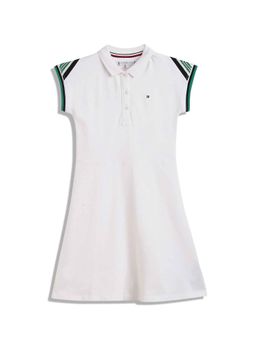 Tommy Hilfiger - White Solid Regular Fit Cotton Dress