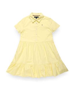 Tommy Hilfiger - Yellow Solid Regular Fit Cotton Dress