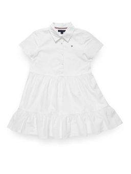 Tommy Hilfiger - White Solid Regular Fit Cotton Dress