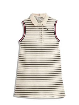 Tommy Hilfiger - Beige Striped Regular Fit Cotton Dress