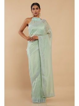 Soch - Green Net Embellished Saree with Unstitched