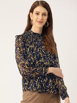 Twenty Dresses by Nykaa Fashion - Navy Blue Smocked In Love Top