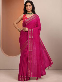 Libas - Zari Silk Blend Saree for Women With Unstitched Blouse