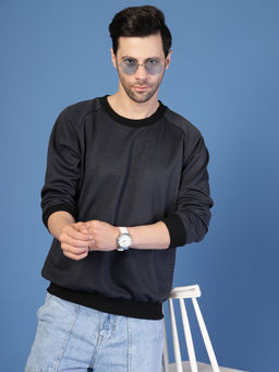 RIGO - Men Dark Grey Waffle Sweatshirt