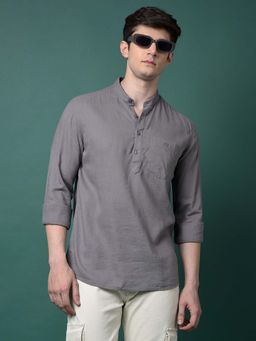 CRIMSOUNE CLUB - Men's Grey Linen Kurta