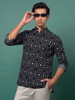 CRIMSOUNE CLUB - Men's Black Printed Cotton Kurta