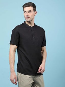 CRIMSOUNE CLUB - Men's Black Linen Kurta
