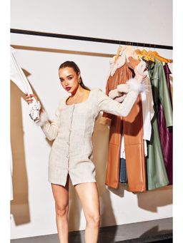 Kay Kay BY KKHUSHI SAHAII - Adelle White A Line Mini Dress