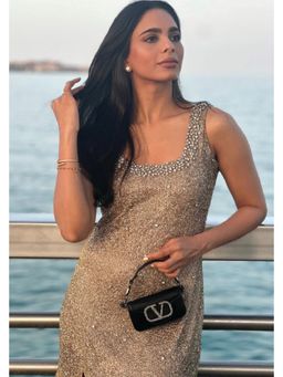 Kay Kay BY KKHUSHI SAHAII - Annie Gold Bdycon Mini Dress