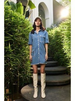 Kay Kay BY KKHUSHI SAHAII - Audrey Blue Shirt Mini Dress