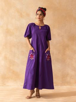 MoonTara - Purple Cotton Midi Dress