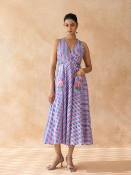 MoonTara - Cotton Blue Midi Dress