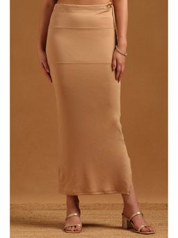 Soch - Beige Hosiery Solid Saree Shapwear