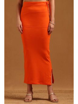 Soch - Orange Hosiery Solid Saree Shapwear