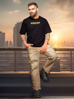 WROGN - Black Typography Crew Neck Slim T-Shirt