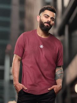 WROGN - Maroon Printed Crew Neck Slim T-Shirt