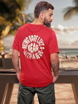 WROGN - Red Printed Crew Neck Oversized T-Shirt