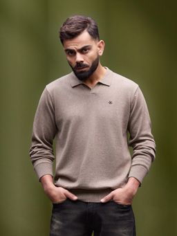 WROGN - Brown Solid Collar Neck Slim Polo T-Shirt