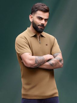 WROGN - Zipper Polo T-Shirt Beige
