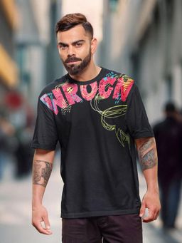 WROGN - Heavy Gsm Placement Printed T-Shirt Black