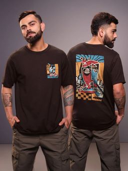 WROGN - Heavy Gsm Printed Faces T-Shirt Brown
